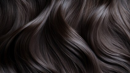 Fototapeta premium Close-up of Wavy Dark Brown Hair