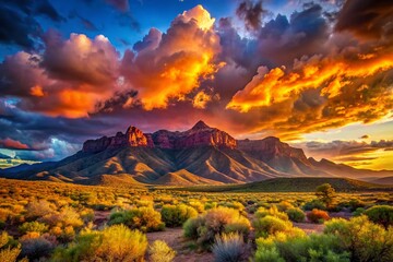 Majestic Diablo Mountains at Sunset with Dramatic Skies and Vibrant Colors in a Scenic Landscape