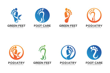 Set Podiatry location logo design unique with modern style