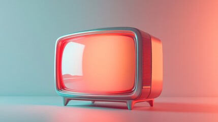 A retro television with an orange glow emanating from the screen.
