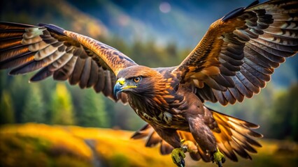 Majestic golden eagle in flight symbolizing strength and vigilance in nature and wildlife security