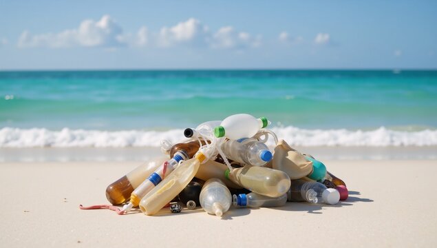 Minimalist design showcases environmental issues like climate change pollution and conservation