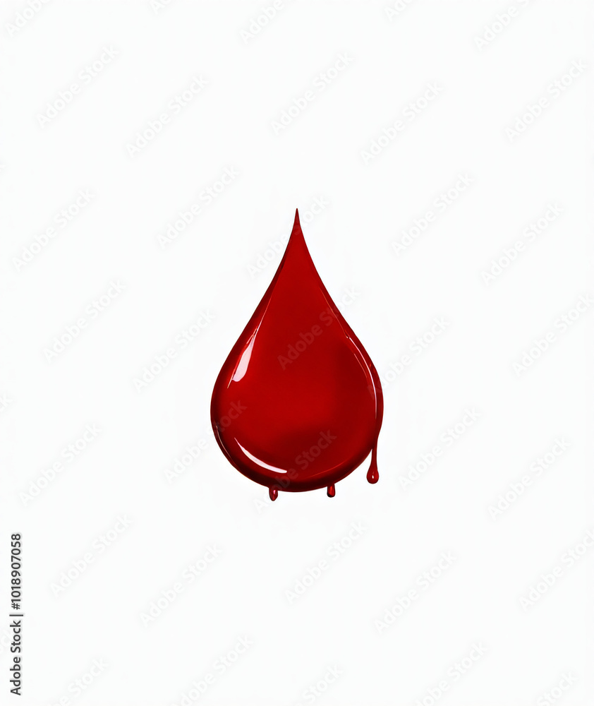 Fototapete a single red droplet of blood is depicted in isolation against a pure white background as part of a 
