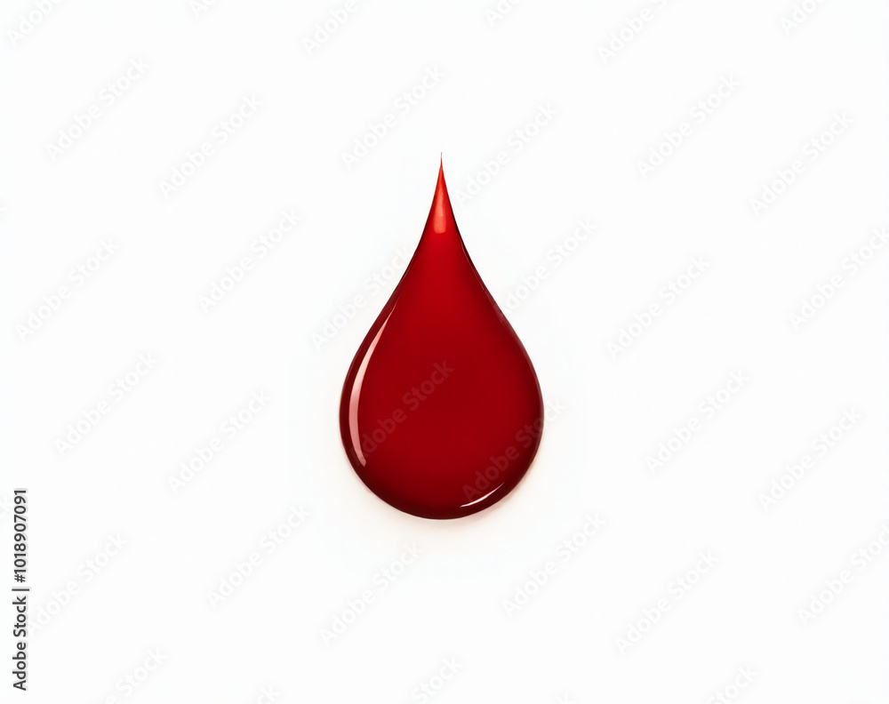 Aufkleber a single red droplet of blood is depicted in isolation against a pure white background as part of a 