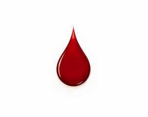 A single red droplet of blood is depicted in isolation against a pure white background as part of a graphic design concept using splattered blood._00004_