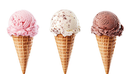 Delicious Ice Cream Scoops on Waffle Cones Ready for Dessert Lovers Generative AI
