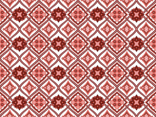 Intricate red and white geometric pattern featuring stars and diamonds, perfect for textiles or wallpaper. This design adds touch of elegance and style.  Seamless Pattern paint lines