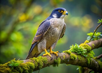 Majestic National Bird of England Perched on a Branch Amidst Lush Green Foliage in Natural Habitat