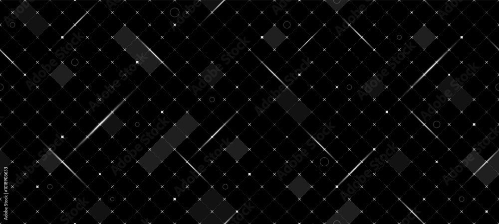 Poster vr hud futuristic interface rhombus grid. spaceship head up display lines and dots seamless pattern.