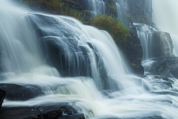 A waterfall in the rain