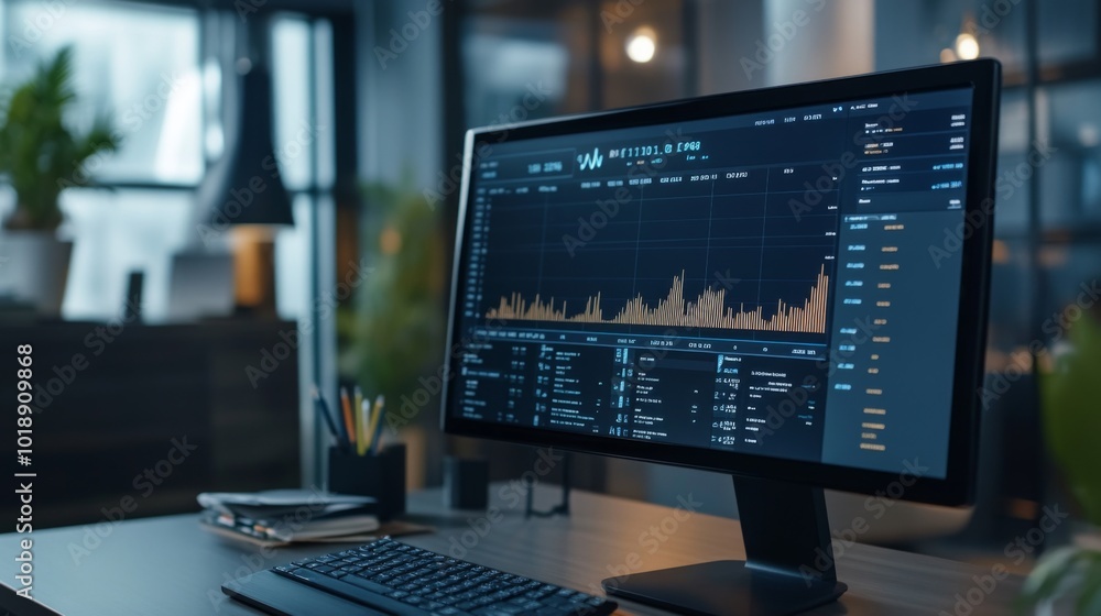 Aufkleber Financial Data Analysis on Desktop Computer