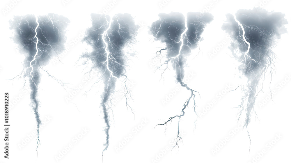 Poster lightning strikes amid thunderous clouds in isolation generative ai