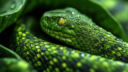 Fototapeta premium a green snake. the symbol of the year 2025.