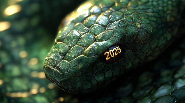 a green snake. the symbol of the year 2025.