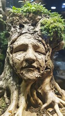 Fototapeta premium Tree Shaped Woman Sculpture, Abstract Image, Texture, Pattern Background, Wallpaper, Cover and Screen for Smartphone, PC, Laptop, 9:16 and 16:9 Format