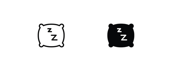 Comfortable fluffy pillow line and flat icons set, editable stroke isolated on white, linear vector outline illustration, symbol logo design style