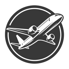 Airplane logo. Airplane circle logo. Airplane logo icon vector.