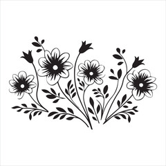 illustration of a rose, flower, floral, vector, design, pattern, decoration, nature, illustration, leaf, flowers, element, ornament, art, plant, frame, spring, tattoo, silhouette, wallpaper, black, de