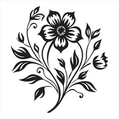 illustration of a rose, flower, floral, vector, design, pattern, decoration, nature, illustration, leaf, flowers, element, ornament, art, plant, frame, spring, tattoo, silhouette, wallpaper, black, de