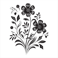 illustration of a rose, flower, floral, vector, design, pattern, decoration, nature, illustration, leaf, flowers, element, ornament, art, plant, frame, spring, tattoo, silhouette, wallpaper, black, de