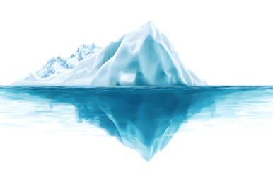 Obraz premium An iceberg visible above and below water on a clear blue background, illustrating the concept of hidden depth design