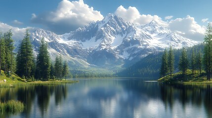 lake and mountains