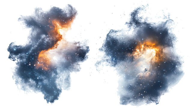 Collection of Isolated Nebula Cloud Patterns in Vibrant Colors Generative AI - Powered by Adobe