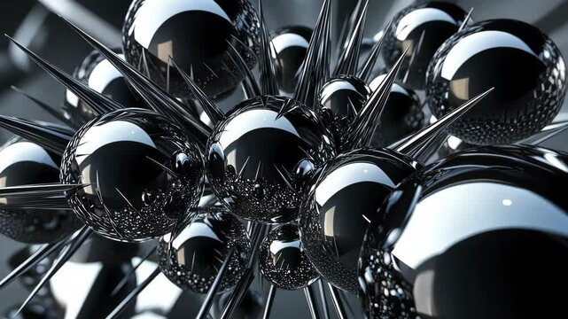 Growing and connecting chrome spheres to form an abstract structure