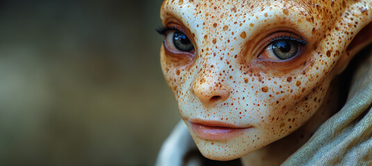 close up portrait of a Female hybrid Alien