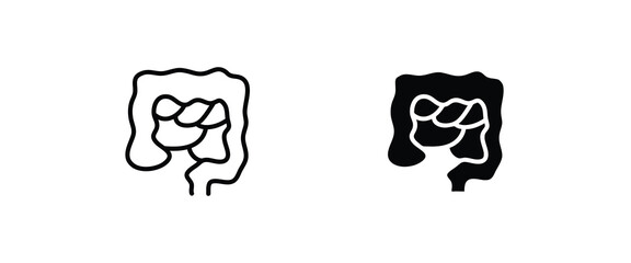 Colitis intestine icon set. Stomach Digestive . Check health bowel Gastroenterology for medical design. Health care
