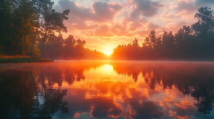 sunset over the lake