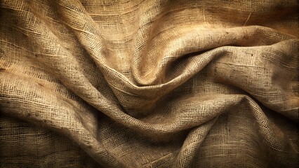 Wrinkled burlap fabric with rustic texture and folds