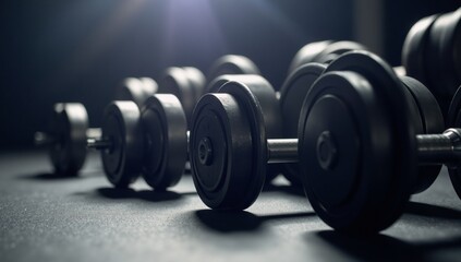Artistic Rim Lightning Highlights Fitness Dumbbells Ready for Text