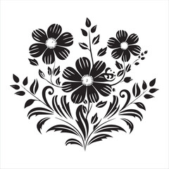 illustration of a rose, flower, floral, vector, design, pattern, decoration, nature, illustration, leaf, flowers, element, ornament, art, plant, frame, spring, tattoo, silhouette, wallpaper, black, de