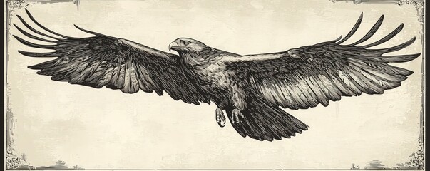 Antique engraving line art a condor