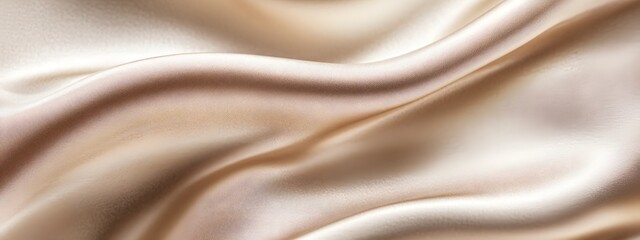 Fototapeta premium A top view of an elegant, textured beige fabric with subtle folds and creases