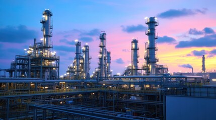 Obraz premium Industrial Complex at Dusk