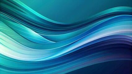 Fototapeta premium Abstract flowing blue and teal wave lines background