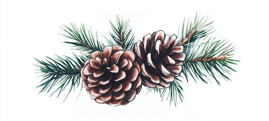 Fototapeta premium pine cone illustration winter