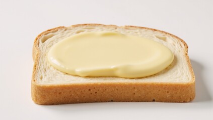 Butter spread on toast isolated on a pristine white background