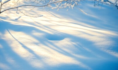Subtle winter patterns in the snow, creating minimalist abstract shapes under soft sunlight