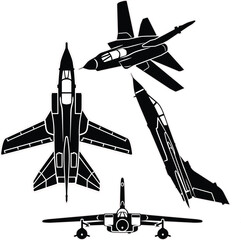 Military fighterjet vector set 