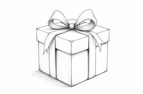 recommend clip art: black linear sketch of a gift ribbon bow isolated on a white background
