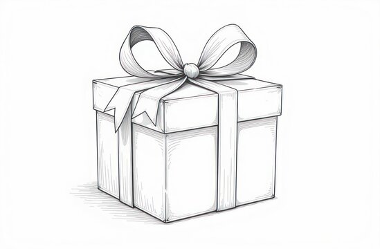 recommend clip art: black linear sketch of a gift ribbon bow isolated on a white background