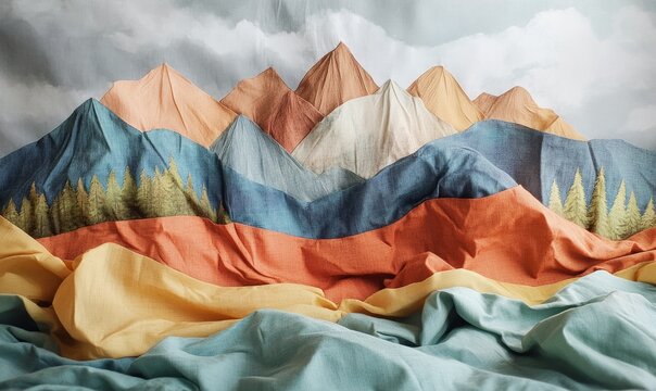 PFAS-free fabric arranged as a mountain landscape