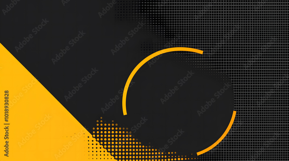 Poster black and yellow background design, flat design style with geometric shapes and lines in the foregro