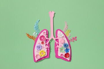 Lungs with flowers, symbolizing the balance of nature and clean air