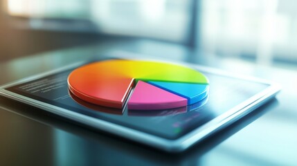 Colorful Pie Chart on Digital Tablet Screen