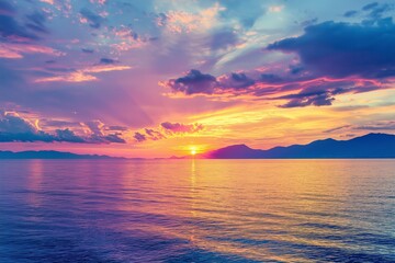 Sunset sky over sea and beach