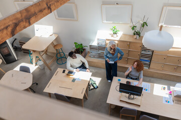 From Above View of Business Coworking Space With A Diverse Team